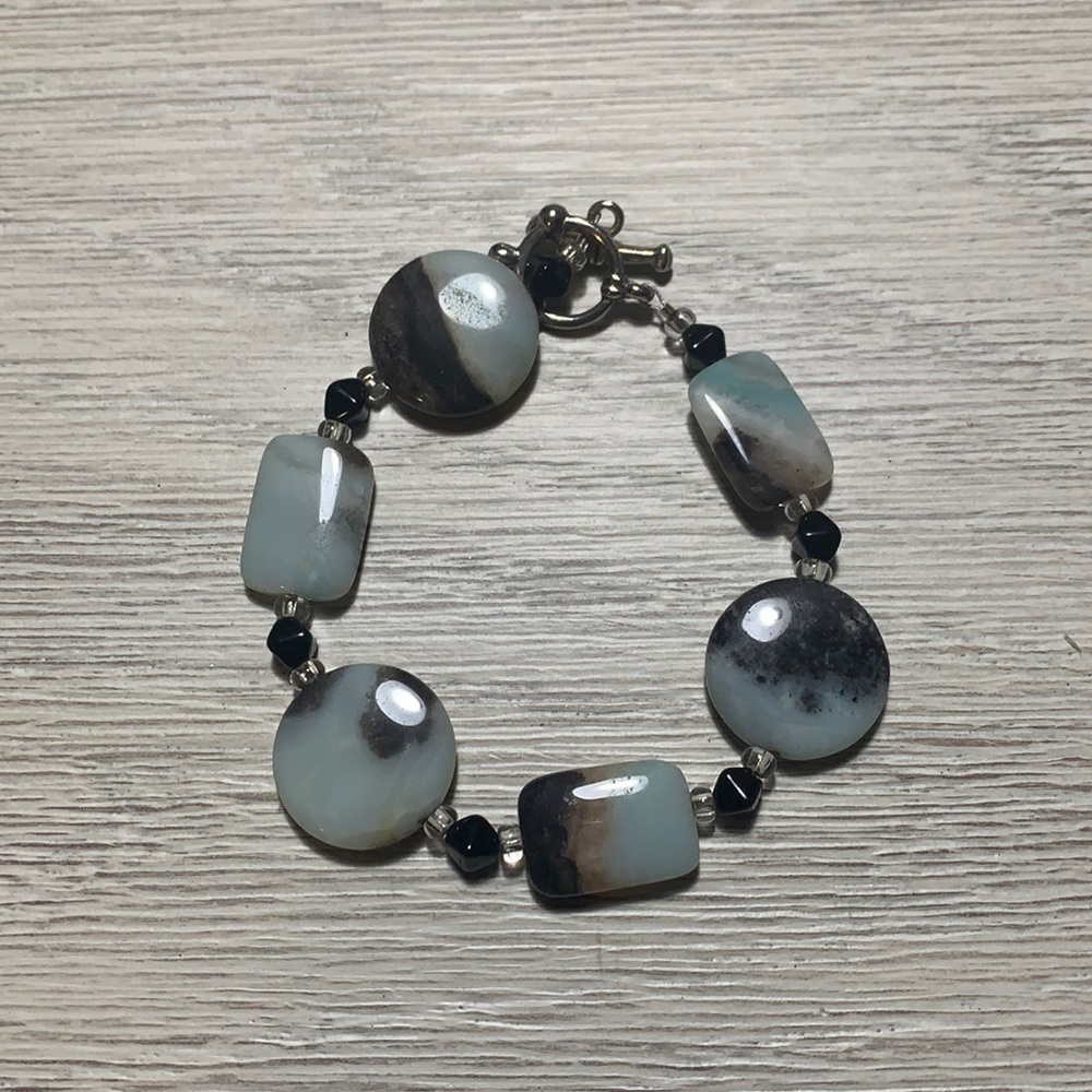 Aqua & Black Stone Bracelet